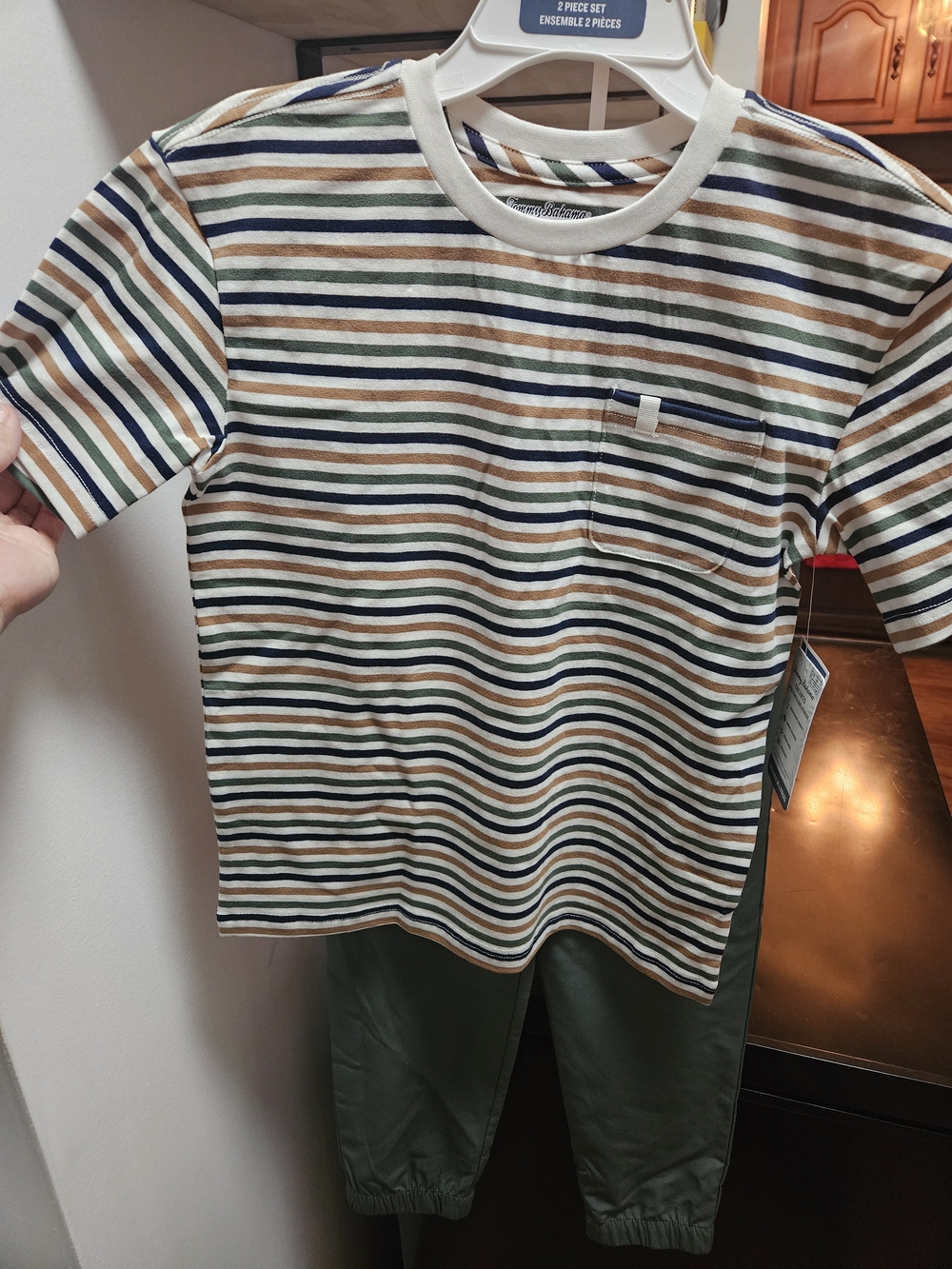 Kids Striped Short-Sleeve Tee - White, Navy & Brown
